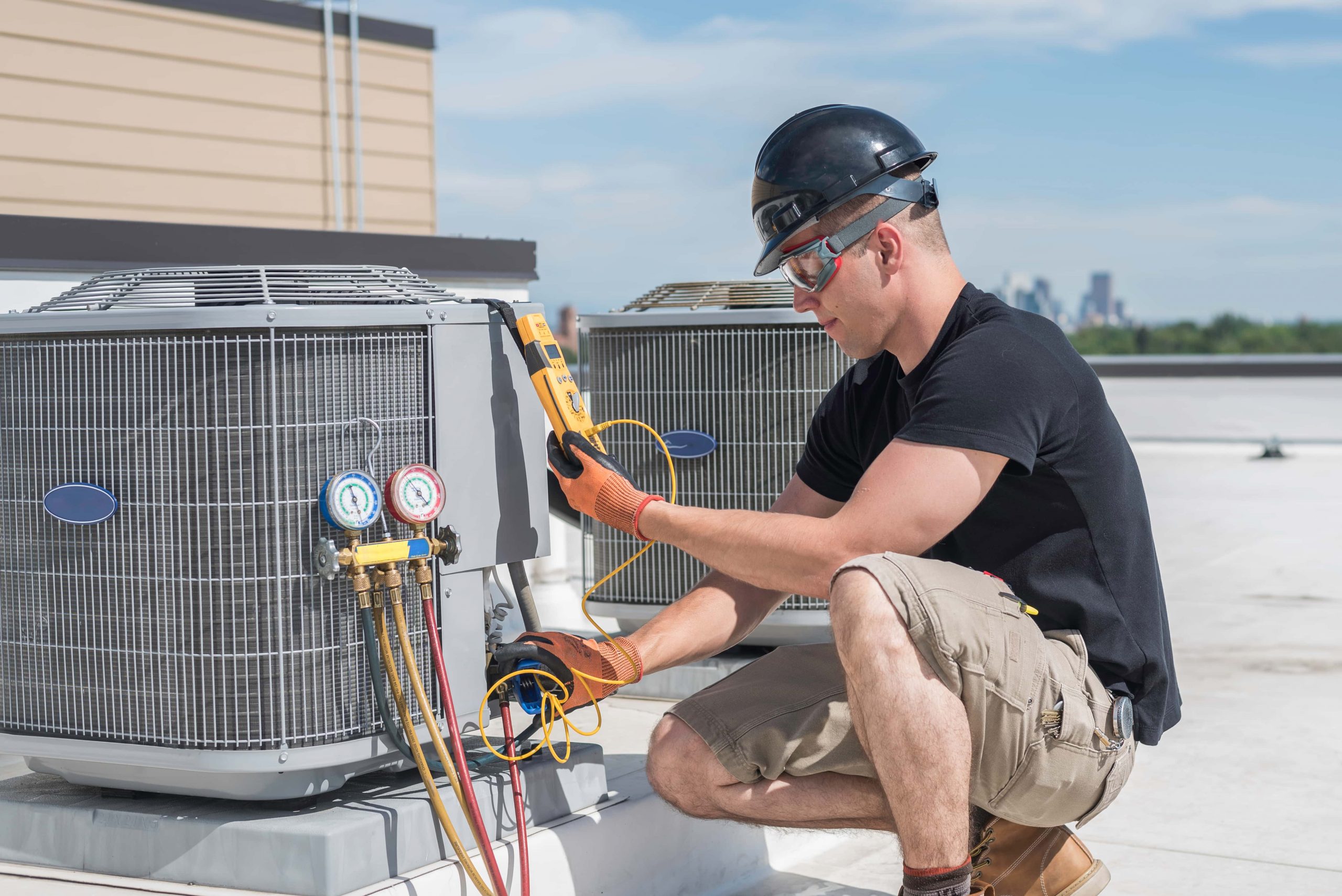 HVAC technician on the job